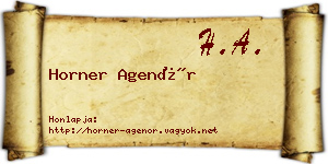 Horner Agenór névjegykártya